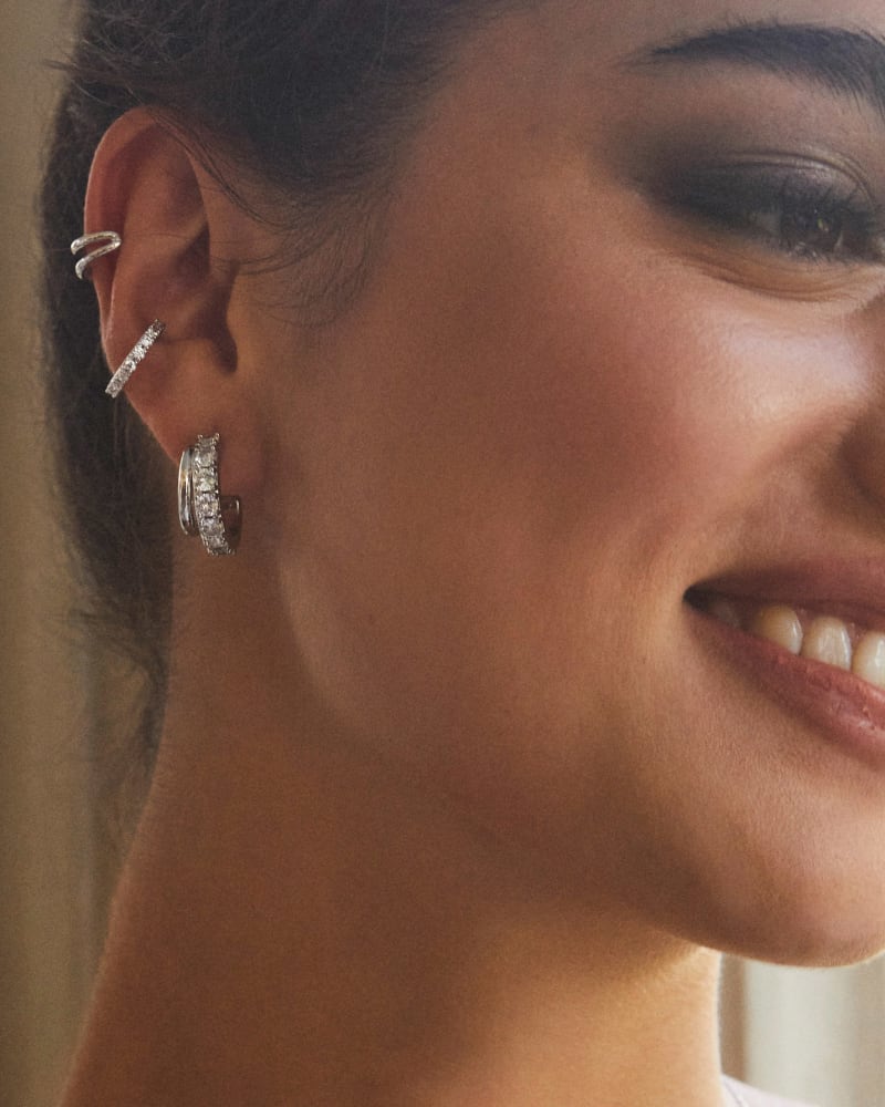 Livy Silver Ear Cuff Set of 3 in White Crystal image number 2